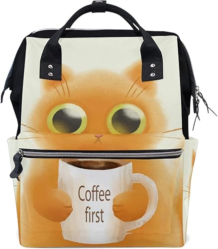 Amazon リュック 学生 マザーズバッグ 大容量 レディース メンズ コーヒー 猫柄 動物 リュックサック バックパック 登山リュック デイバッグ おしゃれ 通勤 通学 登山リュック ザック