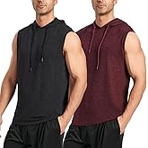 Men's 2 Pack Workout Tank Tops –Sleeveless Hoodies for Men Gym Training Essentials Hoodie, Bodybuilding Muscle Cut Off Shirts