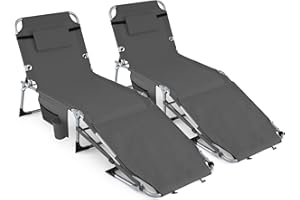 GYMAX Tanning Chair, 3 in 1 Sun Bathing Lounge Chairs with Face/Arm Holes & Side Pocket, Portable Lightweight Face Down Layou