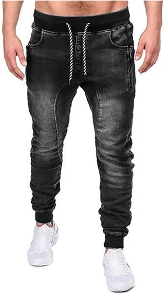 Amazon Co Jp Yi Yu メンズクールデザイナーブランドブラックジーンズスキニージッパードレープジーンズメンズジーンズスマートカジュアルfrenum Jeans貨物パンツ ジーンズ Color Black Size Xxxl ホーム キッチン