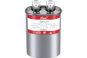AMPTATA AC Capacitor, 15uf CBB65B Capacitor for AC/HVAC/Air Conditioner/Pool Pump/Condenser Fan Run Motor Start, 15MFD CBB65 370VAC 440VAC 450VAC 50/60Hz Carrier ac Capacitor