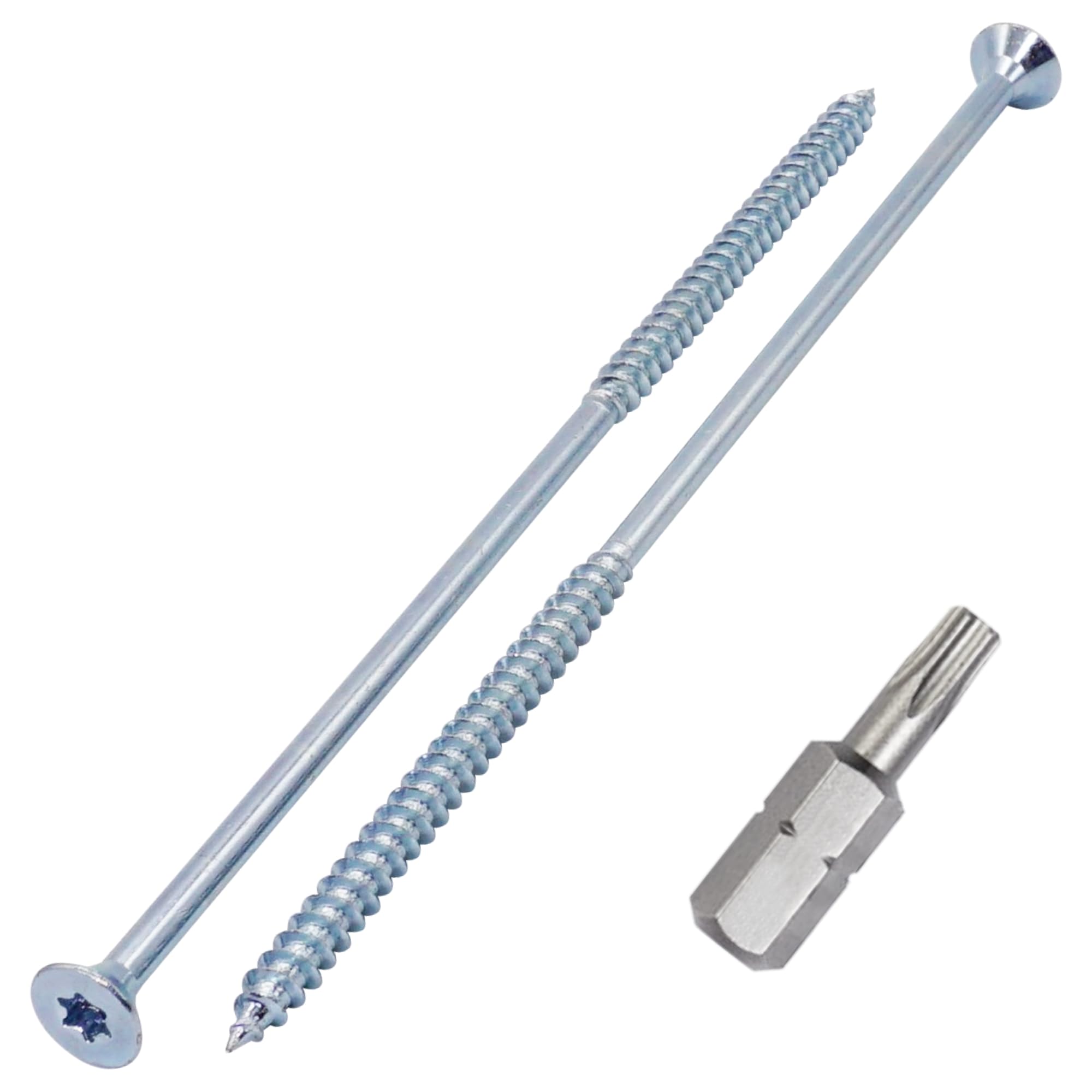 SKIR'CO (10 pcs) Zinc Plated Steel Wood Screws 6.0 x 180 mm, Torx Countersunk Head Screws, Chipboard Screws, Partially Threaded