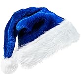CIPOWM Christmas Santa Hat for Adults, Velvet Santa Hats Plush Christmas Hat for Xmas New Year Party Decorations and Supplies
