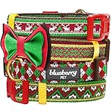 Blueberry Pet 8 Patterns Christmas Fair Isle Designer Dog Collar with Detachable Bow Tie, Large, Neck 18