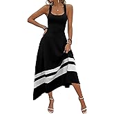 EWFKJ Women's Crisscross Open Back Sundress Black White Striped Maxi Dress Beach Vacation Wedding Guest Dresses 2026