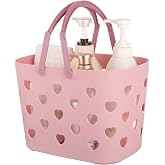 Portable Shower Caddy with Handle Plastic Shower Basket Organizer, Pink | Bathroom Caddy Storage Tote Cleaning Supply Caddy for College Dorm, Kitchen, Pantry, Garage