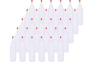 Bekith 30 Pack Small Plastic Squeeze Condiment Bottles with Red Tip Cap, 4 Ounce Squirt Bottle For Ketchup, BBQ, Sauces, Syru