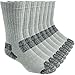 Working Person's 8766 Grey 4-Pack Steel Toe Crew Socks - Made In The USA (Large)