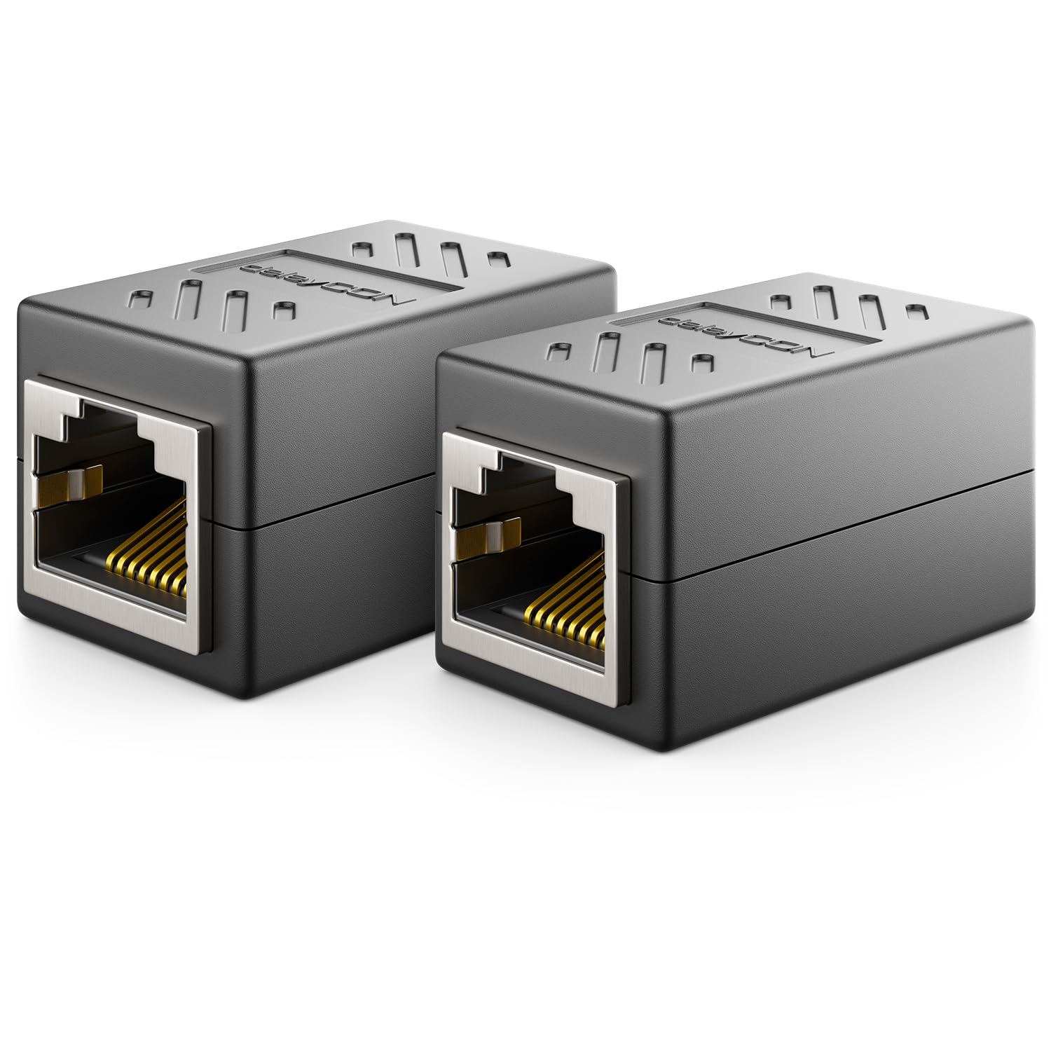 deleyCON 2x CAT6 Coupling Connector Network Cables Patch Cable Ethernet Cable Adapter Modular Shielded 2x RJ45 Socket DSL LAN RJ45 Black