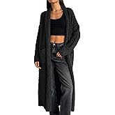 Saodimallsu Womens Open Front Long Cardigan Sweaters Oversized Chunky Fuzzy Lapel Fall 2025 Trendy Duster Sweater Coats