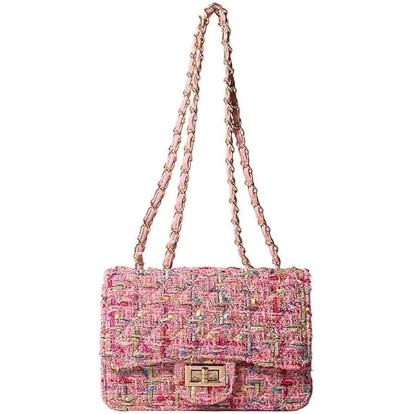 Amazon.com: Women's Tweed Plaid Square Bag, Large Capacity Quilted