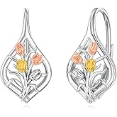 Dorunmo Sea Turtle/Lotus/Celtic Knot Earings 925 Sterling Silver Moonstone Leverback Earrings Jewelry Gifts for Women Mom