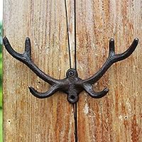 LRW European Style Hook, Antique Cast Iron Craftwork, Iron Hanging Wall, Hanger, Antler Decorative Hanger.