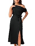 Women's Sleeveless One Shoulder Midi Party Dress