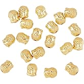DICOSMETIC 20Pcs Gold Alloy Buddha Beads Buddhist Spacer Beads Real 18k Gold Plated Metal Spiritual Bead for Earring Necklaces Bracelets DIY Jewelry Making, Hole: 1.5mm