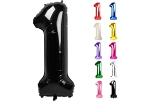 IWERP Black Number 1 Balloon for First Birthday 40 Inch, 1st One Number Balloons Birthday Decorations for Girl Boy Toddler Baby