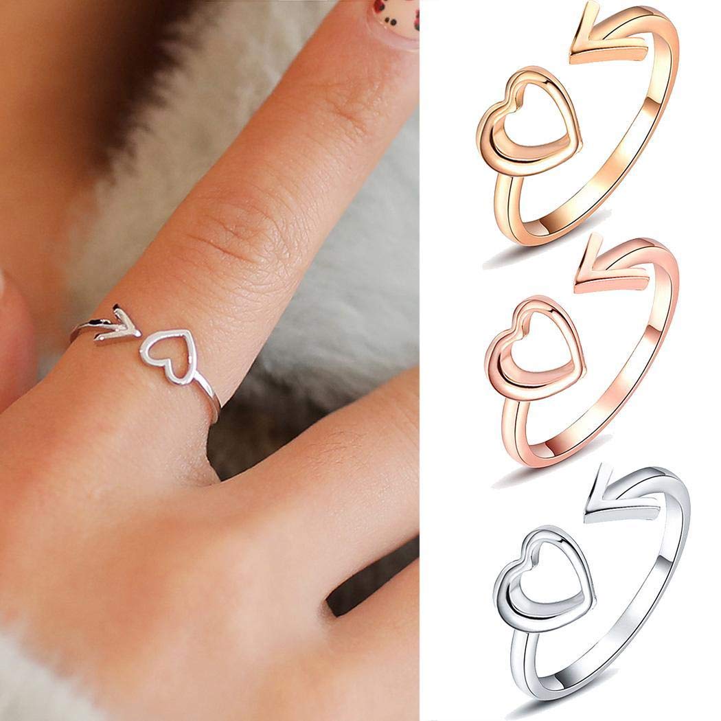 Lindames Women Jewelry Fashion Heart Arrow Shape Ring Rings