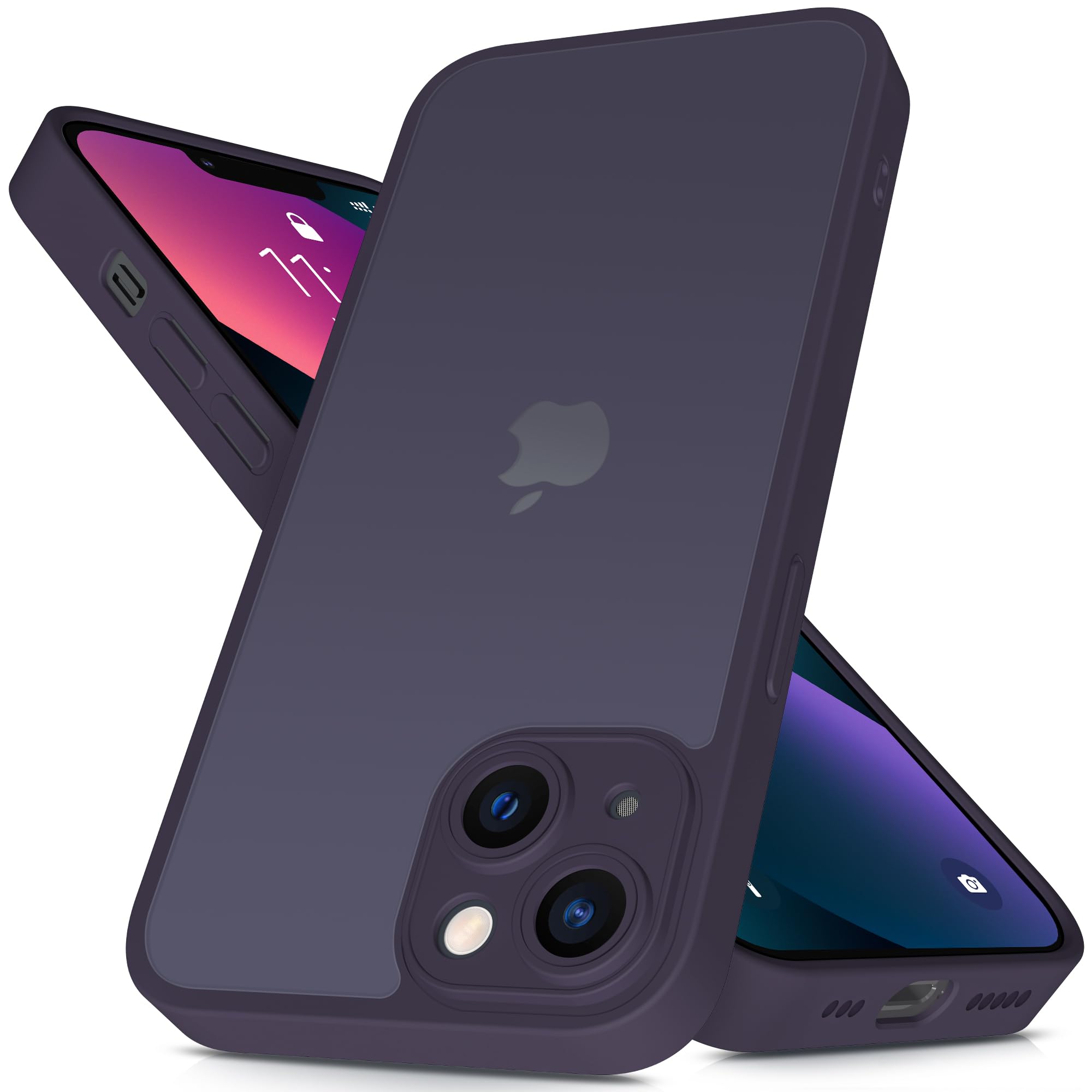 Mootobo for iPhone 13 Case 6.1-Inch, Matte Shockproof Bumper Phone Cover, Military-Grade Protection Ultra Slim 360°Full Body Frosted Translucent Back Phone case for iPhone 13(Deep Purple) — image 1