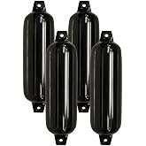 TaylorMade Boat Fender 4-Pack, Marine-Grade Vinyl, Ribbed Twin-Eye Design | Heavy-Duty UV-Resistant Boat Bumpers for Docking, Mooring and Rafting, Vertical or Horizontal Hanging, Rope Not Included