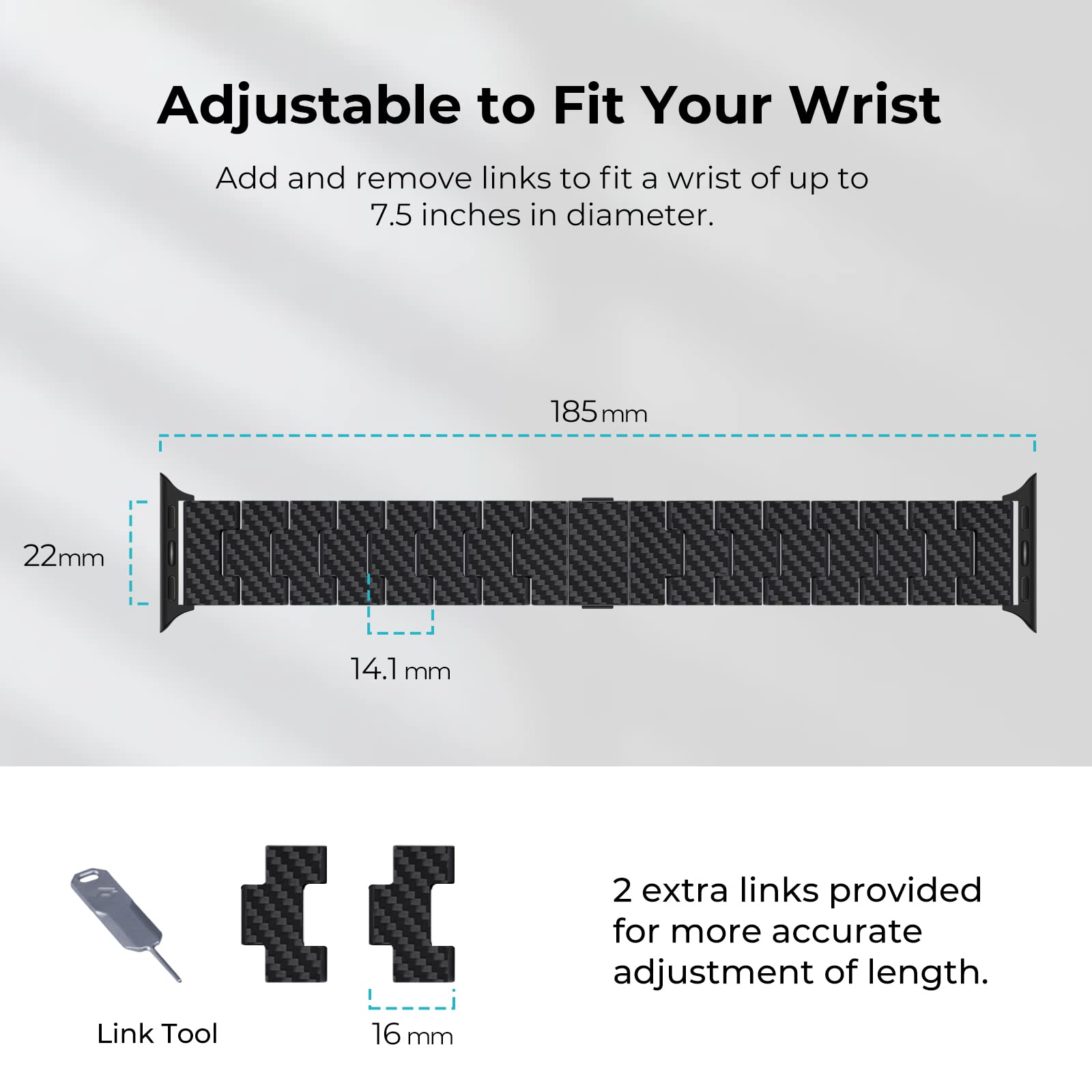 pitaka Apple Watch Band Compatible with Apple Watch Ultra 2/Ultra/10/9/8/7/6/SE/5/4/3/2/1, Adjustable Apple Watch Ultra 2 Band, 100% Carbon Fiber Apple Watch Band - Retro