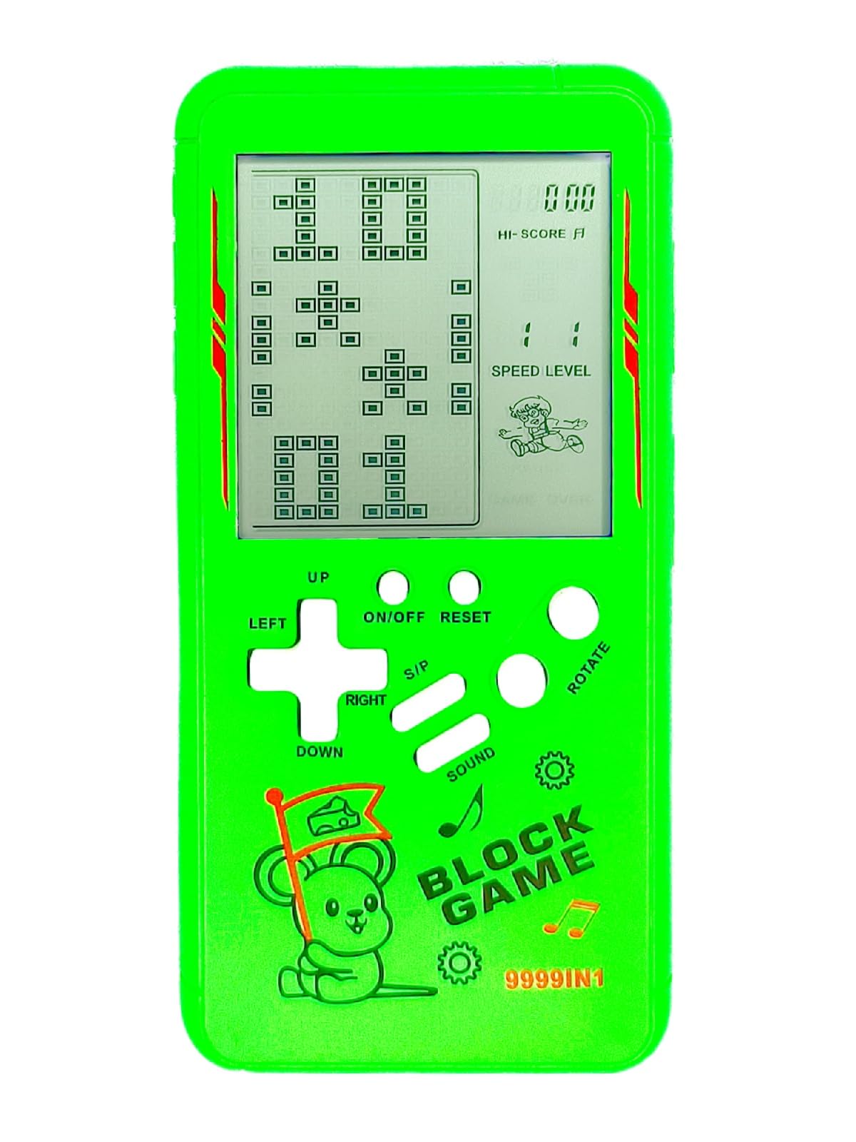 TAQY Cute cartoon Pattern Brick Game Console Built-in Multi-Block games Racing/Tank Battle Retro Pocket Game Machine Electronic game Portable Toys for children/adults (Green)