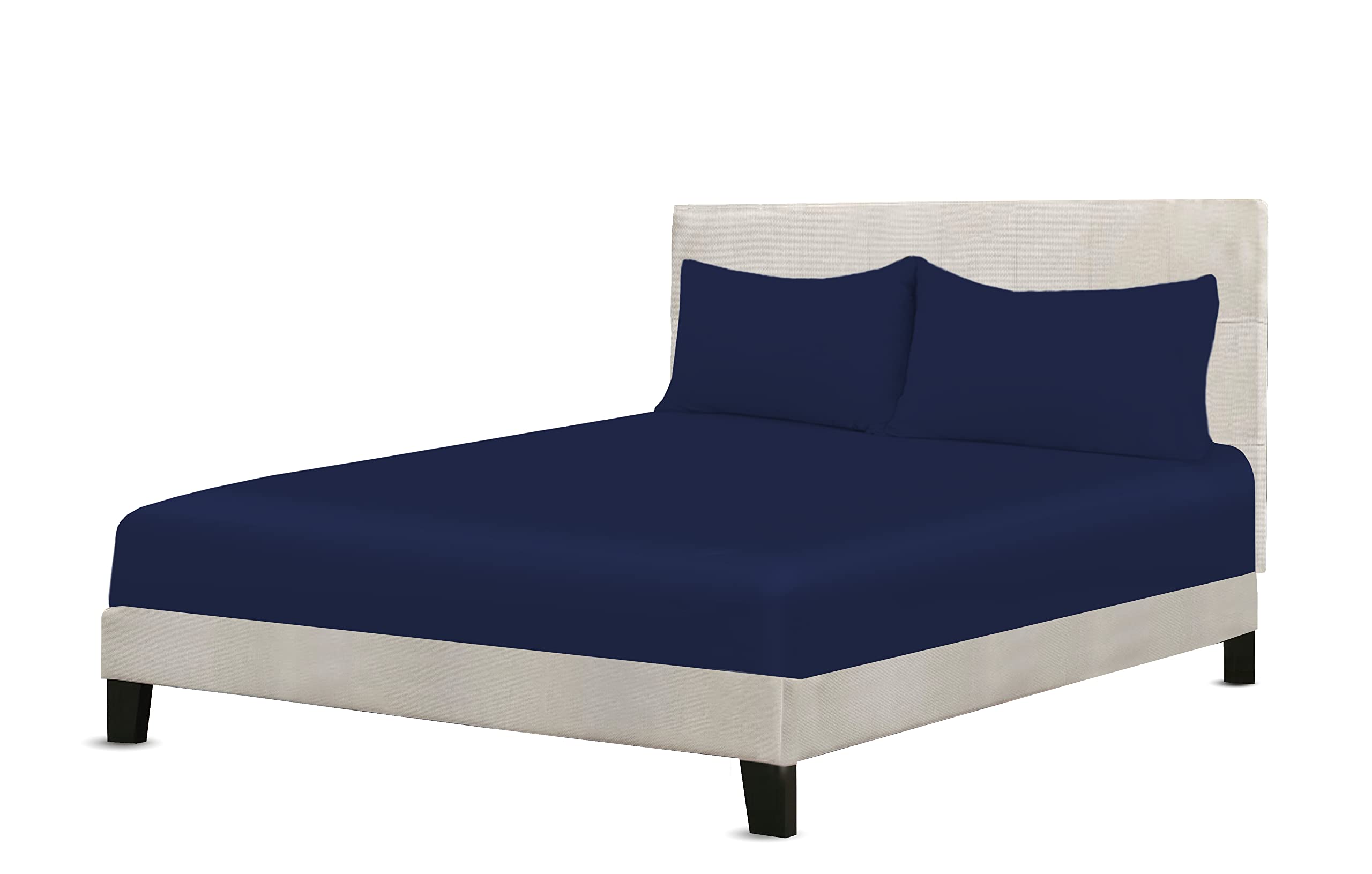 A ATH COLLECTION Egyptian Cotton Fitted Sheet 25 CM Extra Deep Pocket, 200 Thread Count Cotton Soft, Fade & Wrinkle Resistant Fitted Bed Sheets (Super King, Navy)