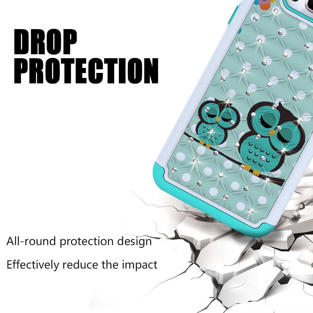 S8 Case, MagicSky [Shock Absorption] Studded Rhinestone Bling Hybrid Dual Layer Armor Defender Protective Case Cover For Samsung Galaxy S8 (Owl)