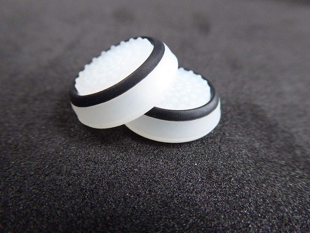 Silicone Thumb Stick Joystick Cap Analog Grip Thumbsticks Cap Cover Case for Switch NS Controller (White-Black)