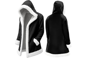 Christmas Sweatshirts for Men Long Cardigan Hoodies Xmas Santa Coats Xmas Cosplay Hooded Jacket Outwear with Pocket