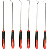 ARES 10035 Extra Long Precision Hook and Pick Set, 6-Piece | Includes angled, straight, and full hooks and picks; hardened steel shafts