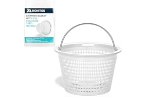 Monitok Pool Skimmer Basket for Inground Pools, Heavy-Duty with 316 Stainless Steel Handle & Built-in Weight, Compatible with