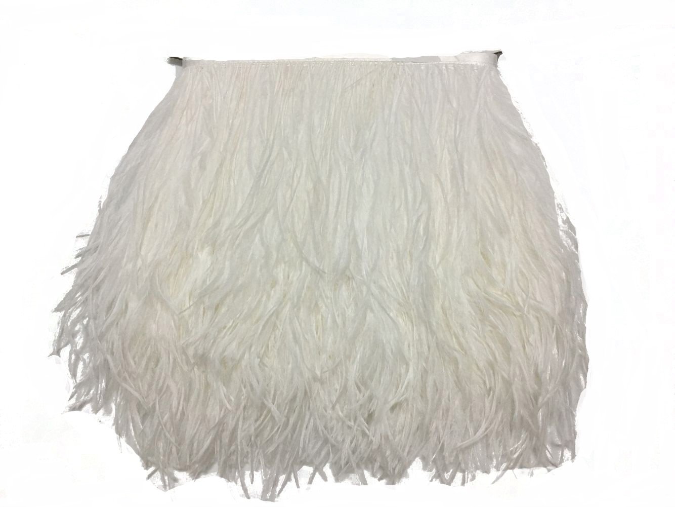 KOLIGHT Pack of 9m Natural Dyed Ostrich Feathers 9~12cm Trim Fringe for DIY Dress Sewing Crafts Costumes Decoration (White)