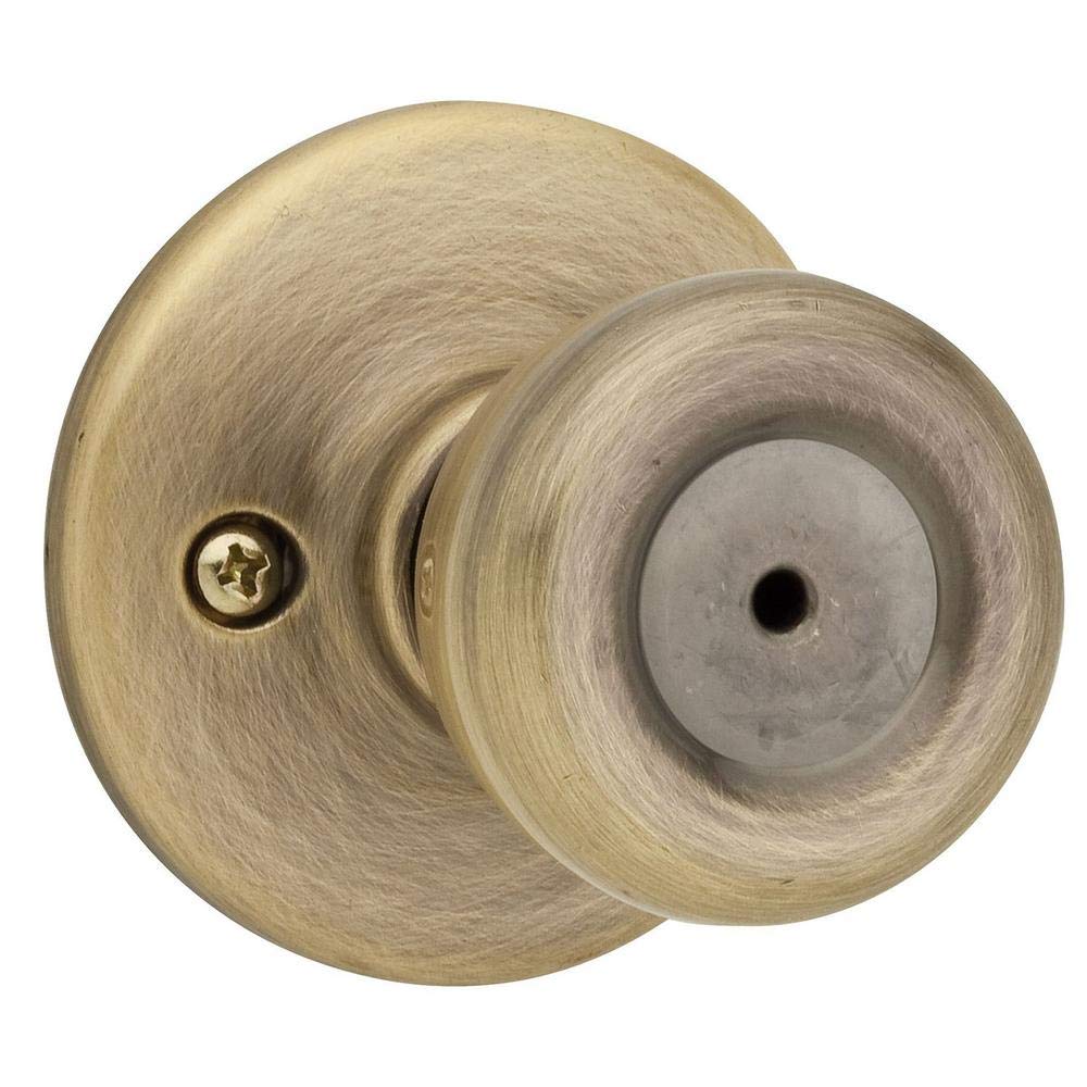 Kwikset Tylo Interior Privacy Door Knob with Lock, Door Handle for Bathroom and Bedroom, Antique Brass Keyless Turn Lock Doorknob, with Microban Protection, 1 Count (Pack of 1)