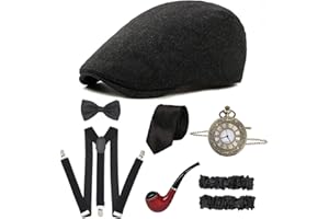 CHUANGLI 1920S Mens Great Gatsby Accessories Set Roaring 20s 30s Retro Gangster Costume