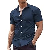 COOFANDY Men's Muscle Fit Dress Shirts Wrinkle-Free Short Sleeve Casual Button Down Shirt