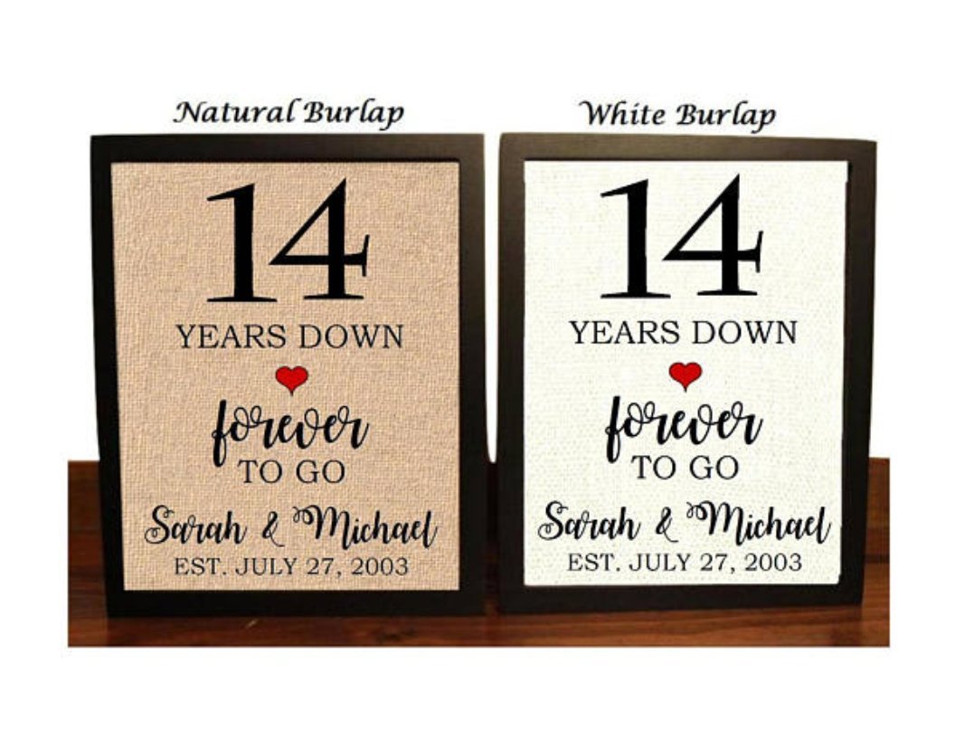 14th Anniversary Burlap Gift 14th Wedding