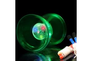 SPORTY PLAY Rechargeable LED Diabolo Toy Set - Lightweight, Durable, with Vibrant Light Effects - Perfect for Beginners and Performers - Complete Kit with Sticks and Spare Strings (Green)