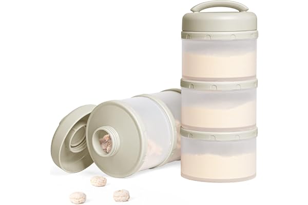 Termichy Stackable Formula Dispenser Portable: Milk Powder Container to go | Separated Compartments Premeasure Storage - Mess-Free Funnel Spout for No-Spill Pouring - for Home or Travel Use