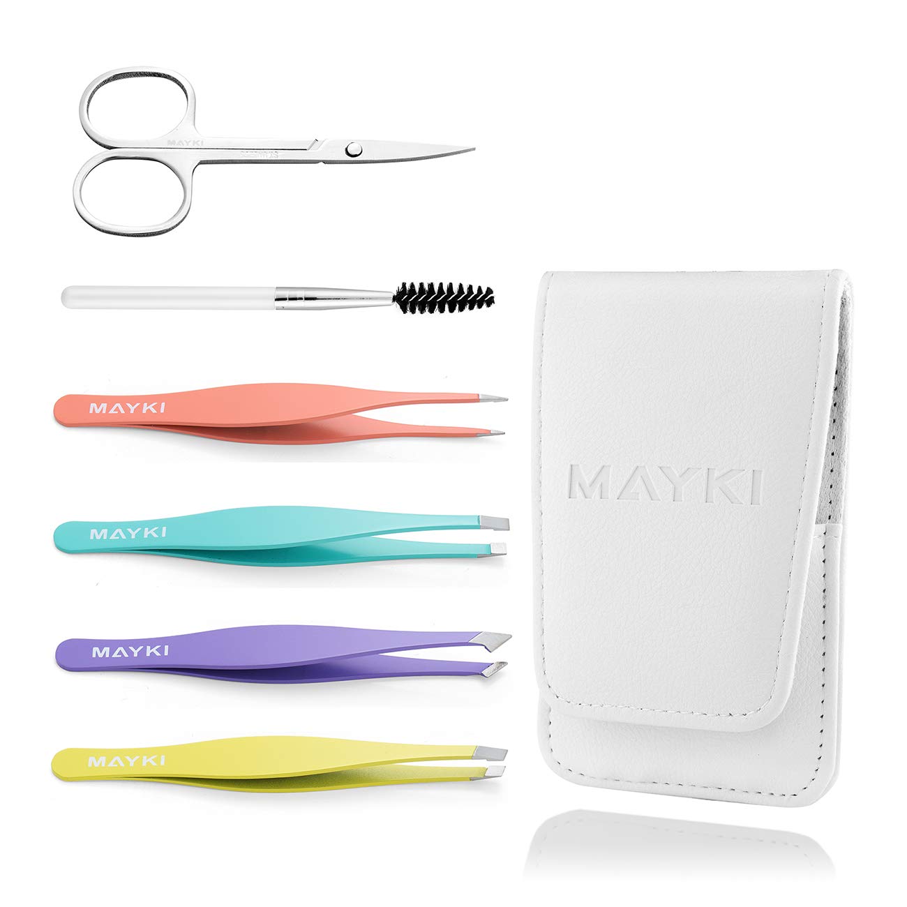 Tweezers for Facial Hair Women 6pcs, Large Size Professional Eyebrow Tweezers Kit for Eyebrow/Ingrown Hairs/Splinter by MAYKI