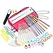LIHAO 75 Piece Crochet Hooks Yarn Knitting Needles Stitch Markers Gauge Ruler Scissors Gift Set