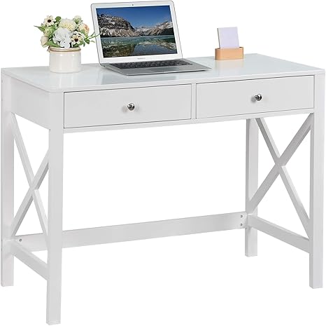 picture Small White Desk With Drawers For Bedroom https www amazon com charahome writing computer bedrooms drawers ef bc 88white ef bc 89 dp b08j47v1g5