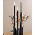 SDALI HOME Candle Holder Black Candlestick Holders,Taper Candle Holders for Candlesticks Set of 3,(12"/10"/7.5" H) Tall Wooden Modern Candle Sticks Candle Holder for Decor