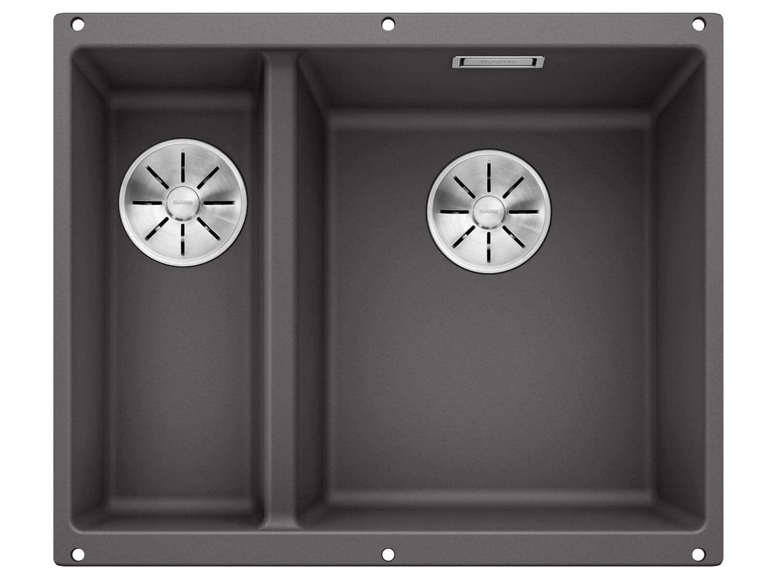 BLANCO SUBLINE 340/160-U – Undermount Double Bowl Kitchen Sink for 60 cm Wide Base Units – Made of SILGRANIT – Grey – 523559