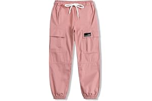 Cromoncent Girls Womens Cargo Pants Elastic Waist Lightweight Outdoor Jogger Pants, 6 Years - Women 2XL