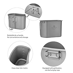 COOK'N'ESCAPE 750ML+400ML Titanium Canteen Mess Kit
