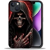 yicomon Compatible with iPhone 13/14 Case, Cool Red Skull Pattern Print Phone Case Durable Fashion Funny Liquid Silicone Case Soft Anti-Scratch Shockproof Protective Cover