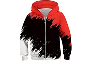 uideazone Kids Boys Girls Zip Up Hoodie 3D Printed Hooded Sweatshirt Hoody Coat with Pocket 6-14 Years