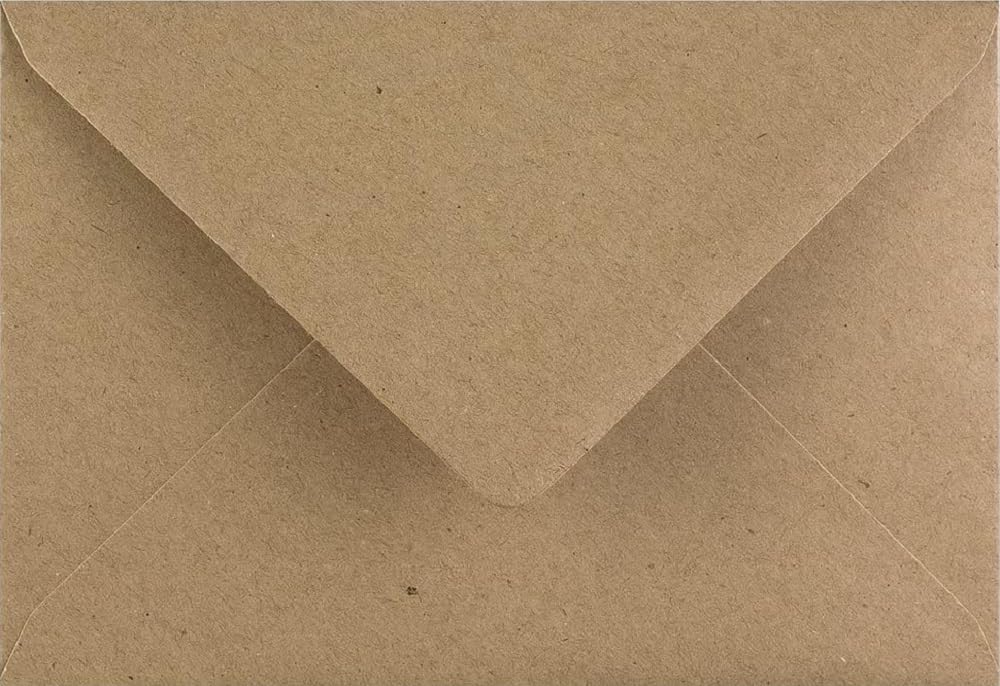 Karma Krafts C7 Recycled Kraft Fleck Envelopes – 81 x 111mm 110gsm Brown Gummed Envelopes for Invitations & Cards, Pack of 100