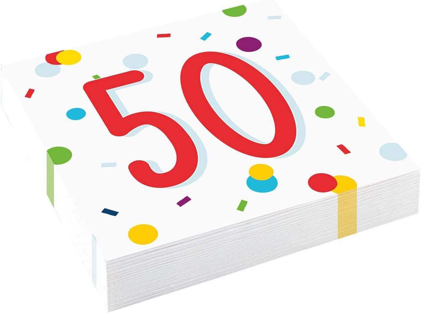(PKT) 20 Confetti Birthday 50th Birthday Luncheon Napkins 33cm, Multicolor
