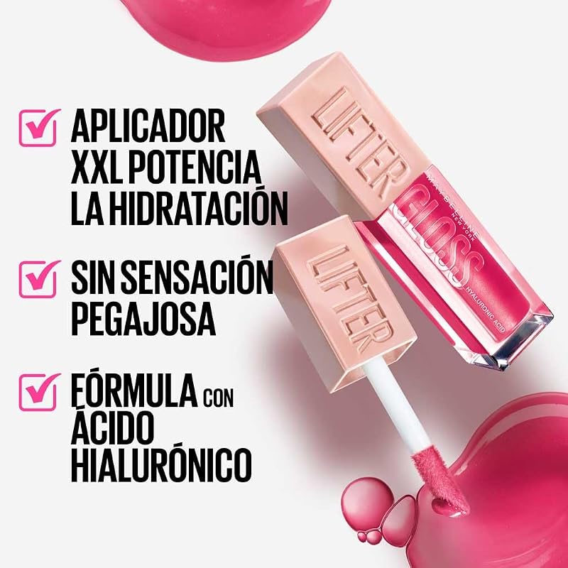 Maybelline New York, Lifter Gloss Lip Gloss, Hidratação Intensa e Lábios Rechonchudos Sem Retoques, Fórmula de Ácido Hialurônico, em Sombra 01 Pérola